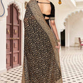 Black Georgette Saree Heavy Gold Embroidery Designer Party Wear Saree