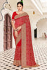 Red Embroidered Saree Heavy Zari Designer Saree with Blouse Piece