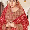 Red Embroidered Saree Heavy Zari Designer Saree with Blouse Piece