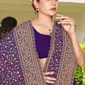 Royal Purple Embroidered Saree Heavy Zari Designer Saree with Blouse Piece