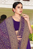 Royal Purple Embroidered Saree Heavy Zari Designer Saree with Blouse Piece