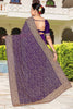 Royal Purple Embroidered Saree Heavy Zari Designer Saree with Blouse Piece