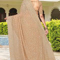 Beige Embroidered Saree Heavy Zari Designer Saree with Blouse Piece