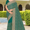 Green Embroidered Saree Heavy Zari Work Designer Saree