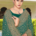 Green Embroidered Saree Heavy Zari Work Designer Saree