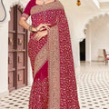 Maroon Embroidered Saree Heavy Zari Designer Saree