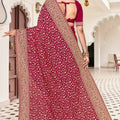 Maroon Embroidered Saree Heavy Zari Designer Saree