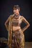 Golden Brown Satin Silk Saree with Floral Print Designer Blouse