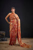 Elegant Rust Orange Satin Silk Saree with Floral Print Designer Blouse