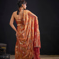 Elegant Rust Orange Satin Silk Saree with Floral Print Designer Blouse