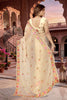 Stylish Cream Vari Silk Heavy Resham Embroidery Work Saree for Women