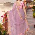 Stylish Lavender Vari Silk Heavy Resham Embroidery Work Saree for Women