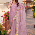Stylish Lavender Vari Silk Heavy Resham Embroidery Work Saree for Women