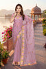 Stylish Lavender Vari Silk Heavy Resham Embroidery Work Saree for Women