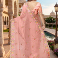 Stunning Peach Pink Vari Silk Heavy Resham Embroidery Work Saree for Women
