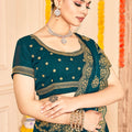 Elegant Teal Green  Saree with Golden Designer Blouse