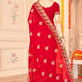 Stunning Red Saree with Golden Designer Blouse