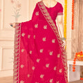 Designer Pink Saree with Golden Blouse Piece Party Wear