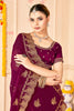 Designer Purple Saree with Golden  Blouse Piece Party  Wear