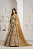 Royal Gold Designer Net Lehenga Choli with Embroidery Work and Matching Dupatta for Wedding