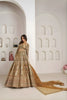Royal Gold Designer Net Lehenga Choli with Embroidery Work and Matching Dupatta for Wedding