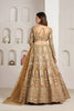 Royal Gold Designer Net Lehenga Choli with Embroidery Work and Matching Dupatta for Wedding