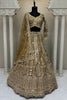 Royal Gold Designer Net Lehenga Choli with Embroidery Work and Matching Dupatta for Wedding