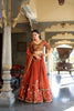 Beautiful Rust Orange Rangoli Silk Embroidered Lehenga Choli Set with Dupatta for Women