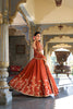 Beautiful Rust Orange Rangoli Silk Embroidered Lehenga Choli Set with Dupatta for Women