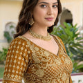 Fancy Mustard Yellow Rangoli Silk Embroidered Lehenga Choli Set with Dupatta for Women
