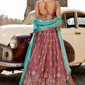 Gorgeous Mauve Rangoli Silk Designer Lehenga Choli with Heavy Embroidery Work and Dupatta