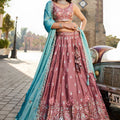 Gorgeous Mauve Rangoli Silk Designer Lehenga Choli with Heavy Embroidery Work and Dupatta