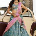 Stunning Teal Green Designer Lehenga Choli with Heavy Embroidery Work and Dupatta