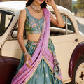 Stunning Teal Green Designer Lehenga Choli with Heavy Embroidery Work and Dupatta