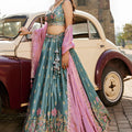 Stunning Teal Green Designer Lehenga Choli with Heavy Embroidery Work and Dupatta