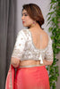 Peach Coral Silk Saree with Border Designer Blouse Party Wear Saree