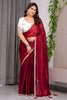 Wine Red Silk Saree Designer Embroidered Blouse Party Wear Saree