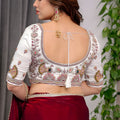 Wine Red Silk Saree Designer Embroidered Blouse Party Wear Saree