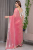 Peach Pink Silk Saree Designer Embroidered Blouse Party Wear Saree