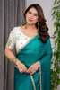 Teal Green Silk Saree with Designer Embroidered Blouse