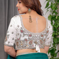 Teal Green Silk Saree with Designer Embroidered Blouse
