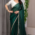Green Banarasi Silk Saree Embroidered Blouse Traditional Saree