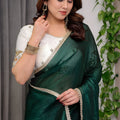 Green Banarasi Silk Saree Embroidered Blouse Traditional Saree
