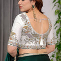 Green Banarasi Silk Saree Embroidered Blouse Traditional Saree