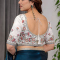 Teal Blue Banarasi Silk Saree with Embroidered Blouse Traditional Saree