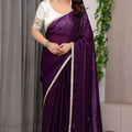  Purple Banarasi Silk Saree with Embroidered Blouse Traditional Saree
