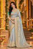 Exquisite Grey Dola Silk Saree Handwork Cut Dana Work Weaving Work for Women