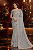 Sophisticated Grey Fancy Tissue Organza Net Sequin Embroidery Work Saree for Women