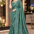 Captivating Green Georgette Silk Saree with Sequin Work for Women