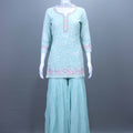 Mint Green Embroidered Kurta Sharara Set Party Wear Suit